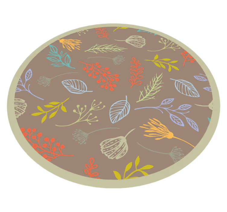 Botanical Leaf Print floral vinyl rug - TenStickers