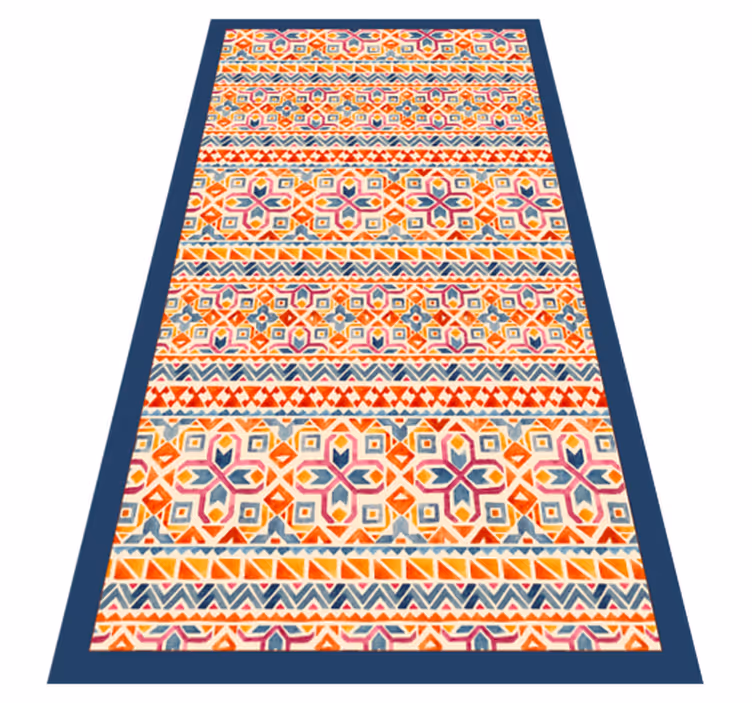 World map vinyl rug with colorful geometric designs - TenStickers
