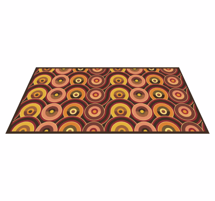 Vibrant brown circles vintage vinyl rug - TenStickers