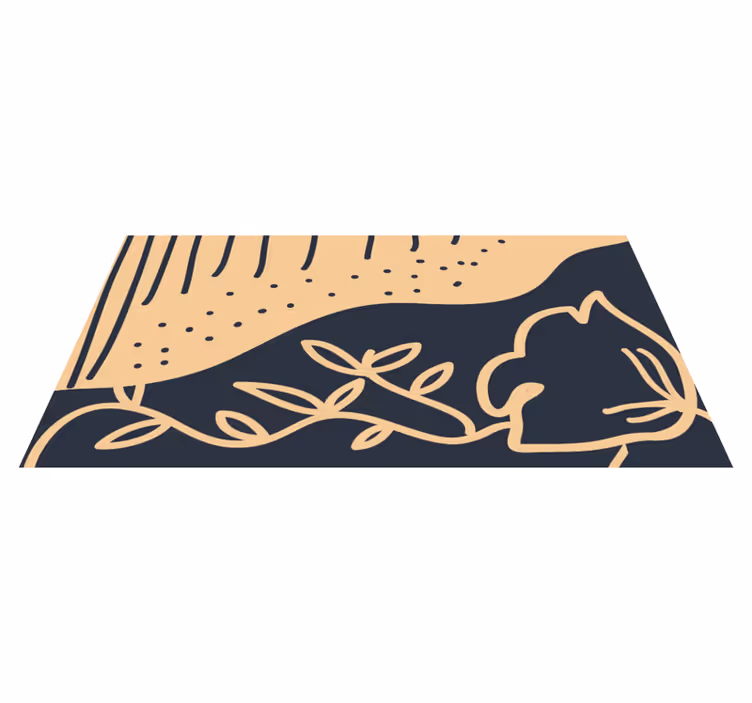 Nature vinyl rug in beige leafy design - TenStickers