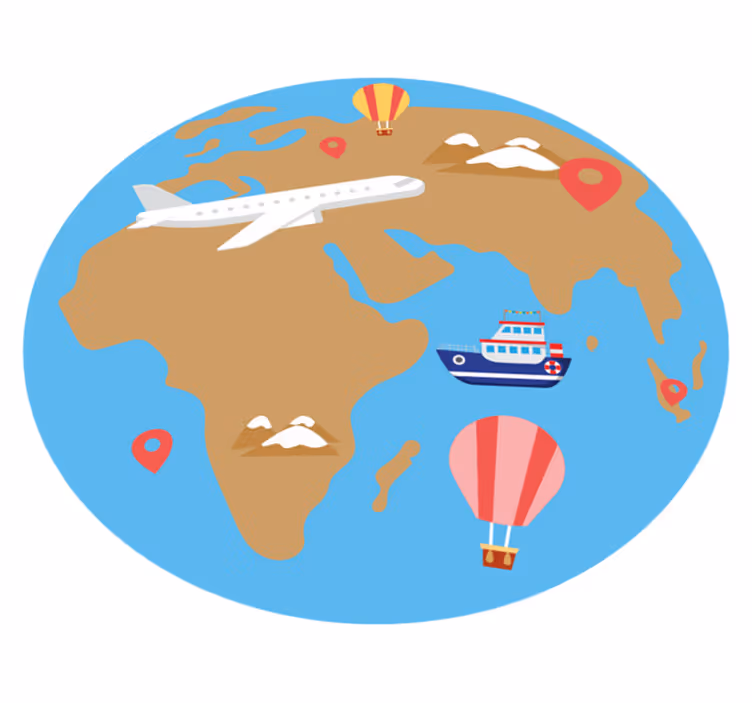 Travel Inspired Adventure world map vinyl rug - TenStickers