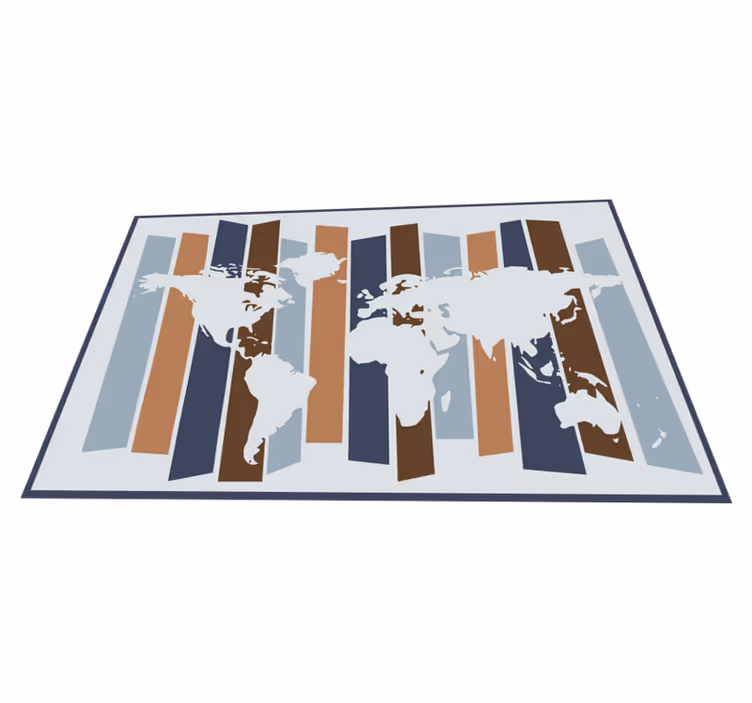 Abstract stripes motif world map vinyl rug - TenStickers