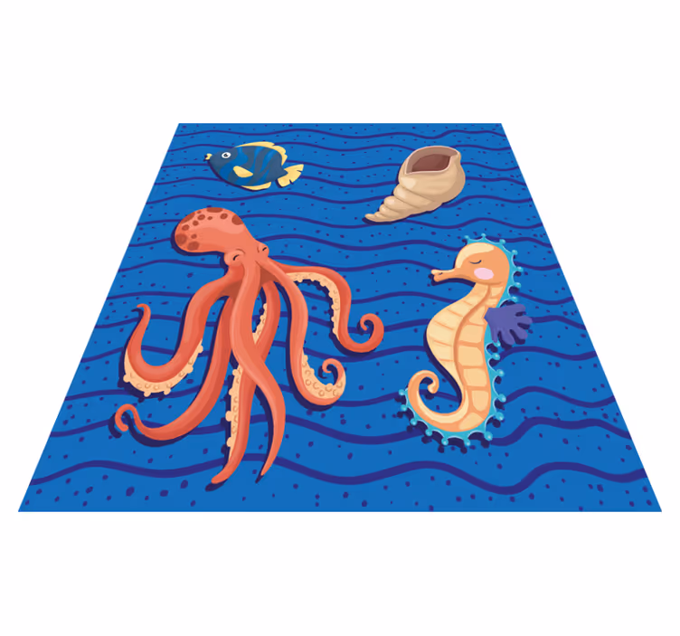OCEAN ANIMALS PLAYTIME kids vinyl rug - TenStickers