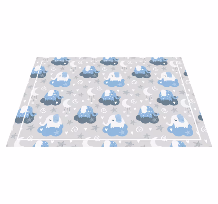 Blue nordic elephants kids vinyl rug - TenStickers