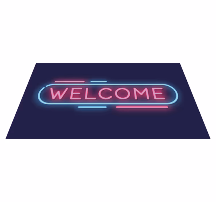 Welcome neon sign entrance hall vinyl rug - TenStickers