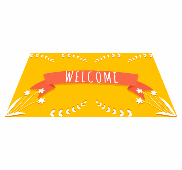 Yellow welcome greeting entrance hall vinyl rug - TenStickers