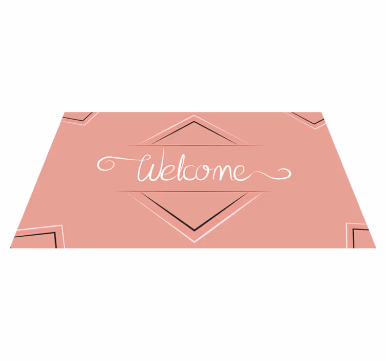 Pink welcome sign entrance hall vinyl rug - TenStickers