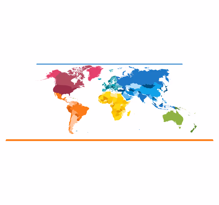 Map of the world colorful graphic floor rug - TenStickers