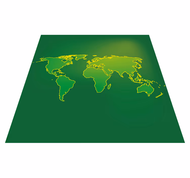 Green Earth Sketch world map vinyl rug - TenStickers