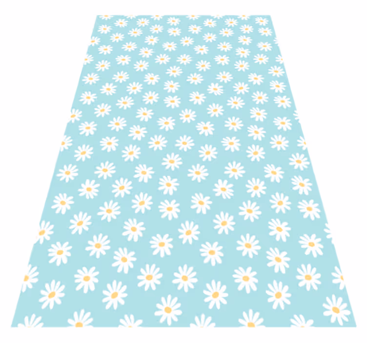 Daisy blue motif floral vinyl rug - TenStickers