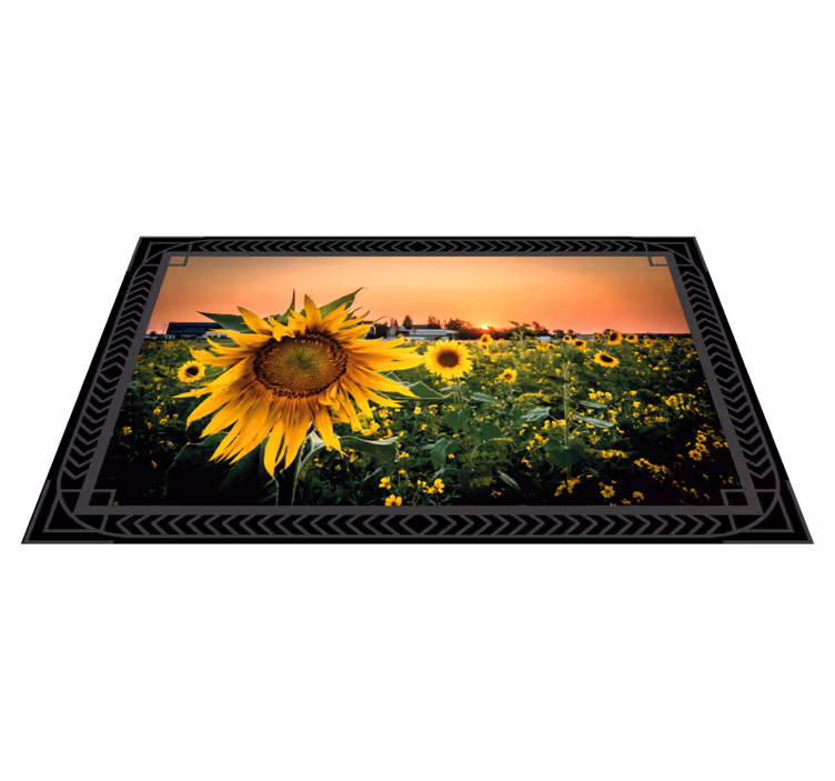 Sunflower sunset floral vinyl rug - TenStickers