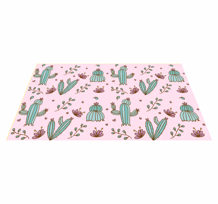 Floral vinyl rug cactus floral design - TenStickers