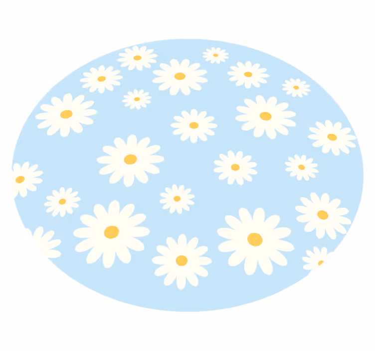 Living room vinyl rug daisy floral design - TenStickers