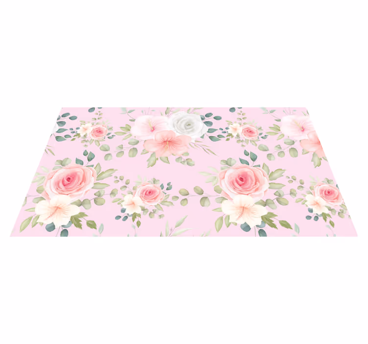 Graceful blossom floral vinyl rug - TenStickers