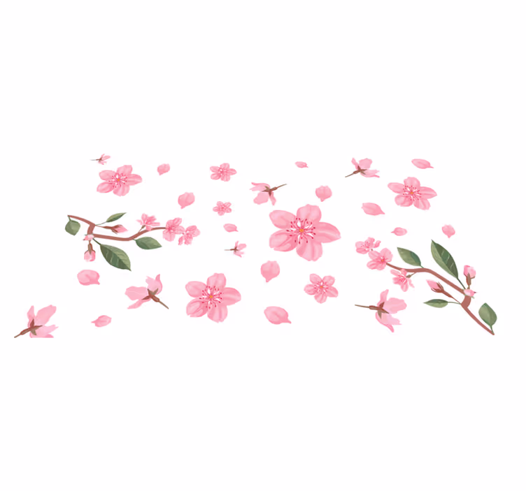 Pink cherry blossoms floral rug - TenStickers
