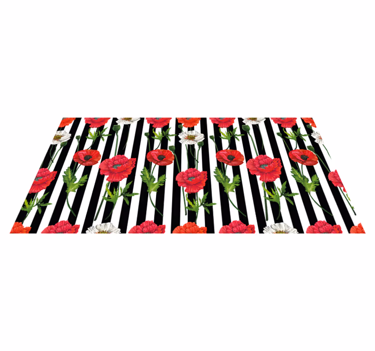 Floral vinyl rug with floral striped pattern - TenStickers