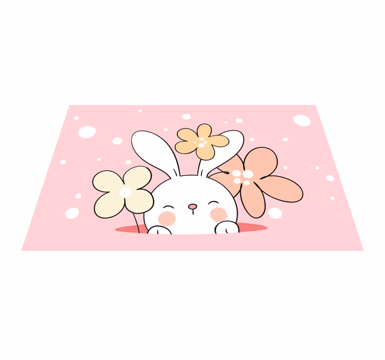 Rabbit on dotted background  animal rug - TenStickers