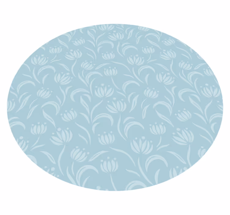 Blue soft pattern floral vinyl rug - TenStickers