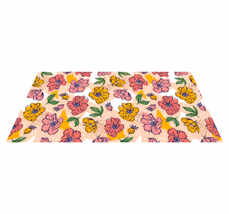 Colorful floral patterns floral vinyl rug - TenStickers