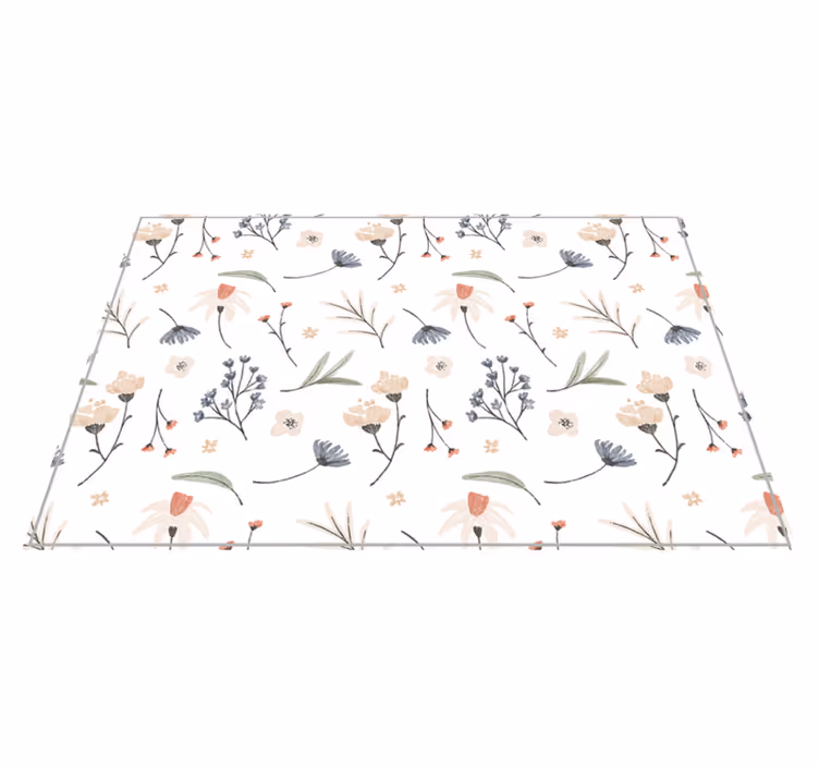 Floral Botanical Element living room vinyl rug - TenStickers