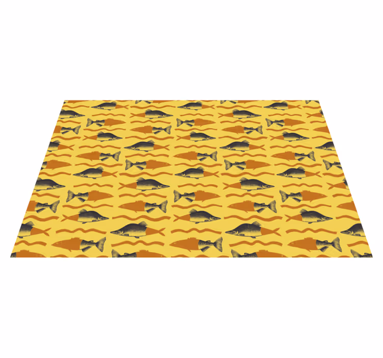 Yellow fish motif animal vinyl rug - TenStickers