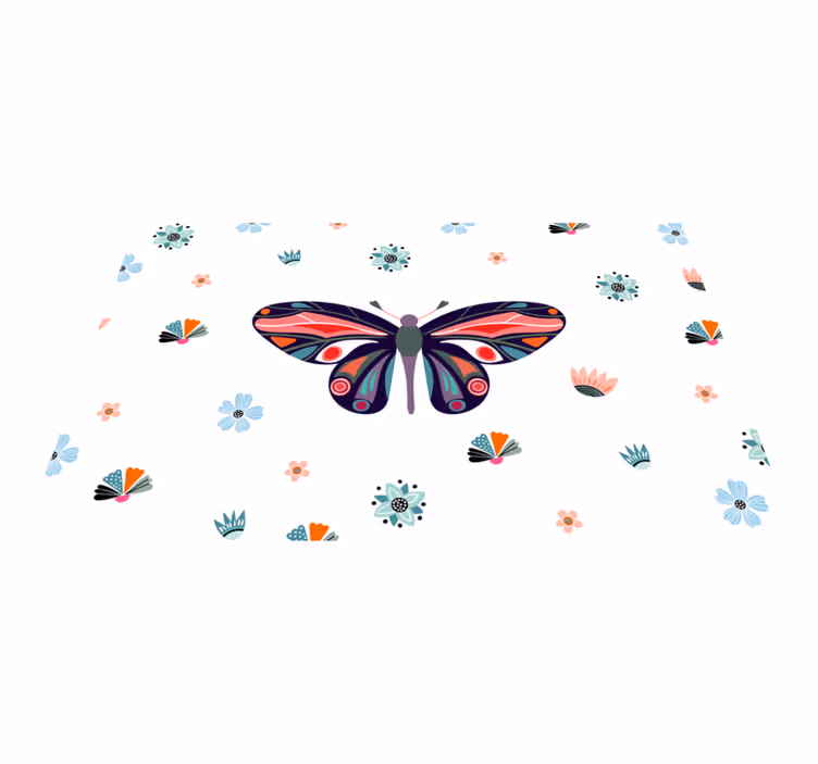 Vibrant butterfly illustration animal vinyl rug - TenStickers