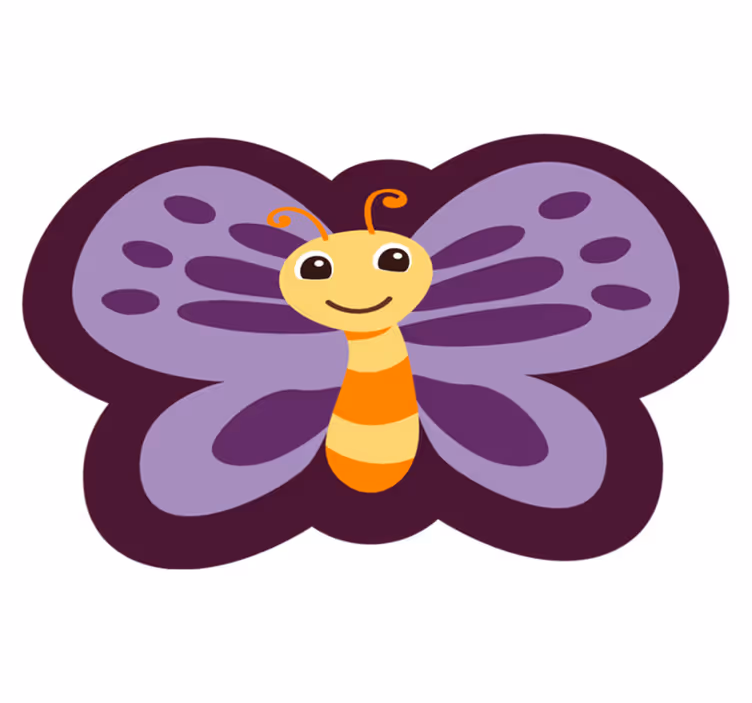 Smiling Butterfly Motif kids vinyl rug - TenStickers