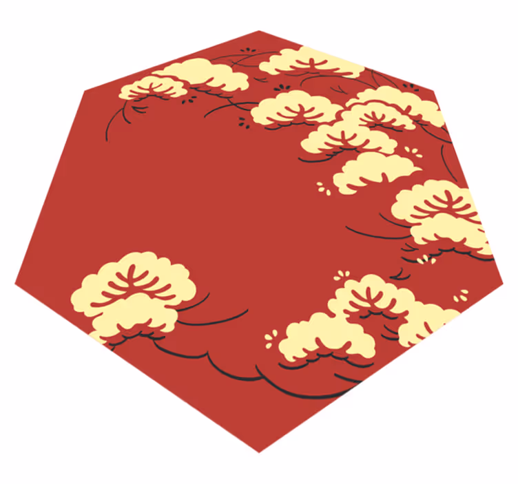 Japanese floral icons living room rug - TenStickers
