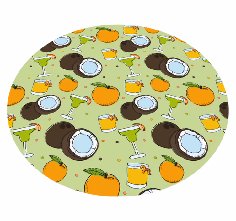 Coconut Cocktail Fun circular vinyl rug - TenStickers