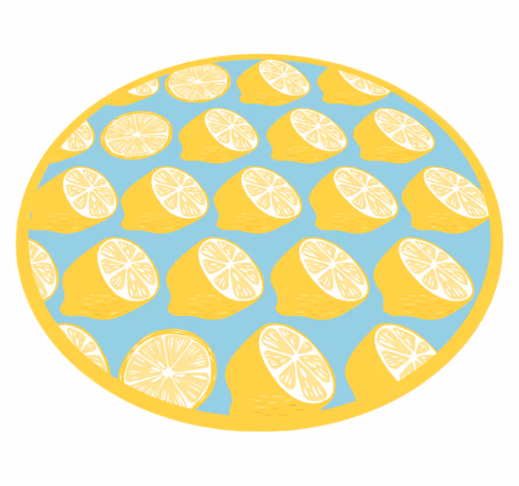 Lemon slices design kitchen floor tiles mat - TenStickers