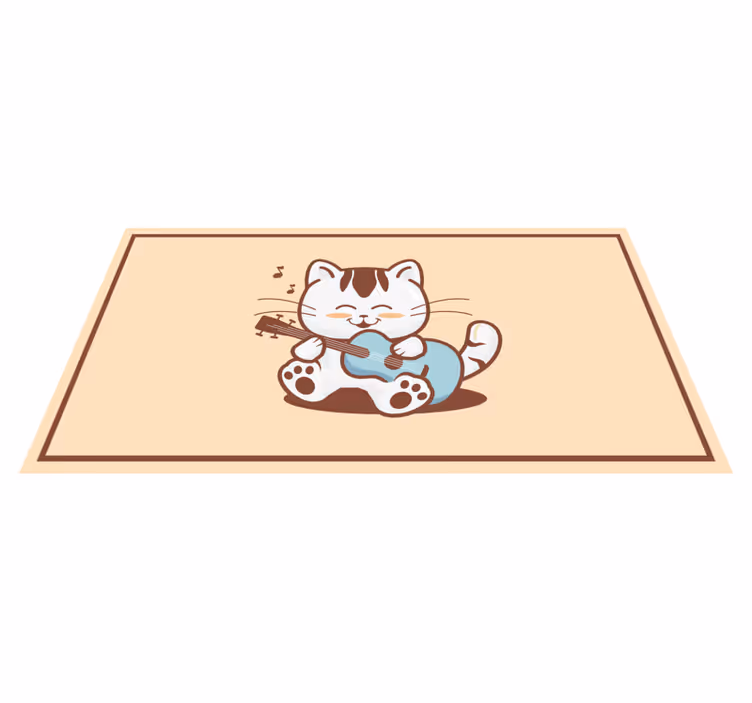 Happy cat musician animal vinyl rug - TenStickers