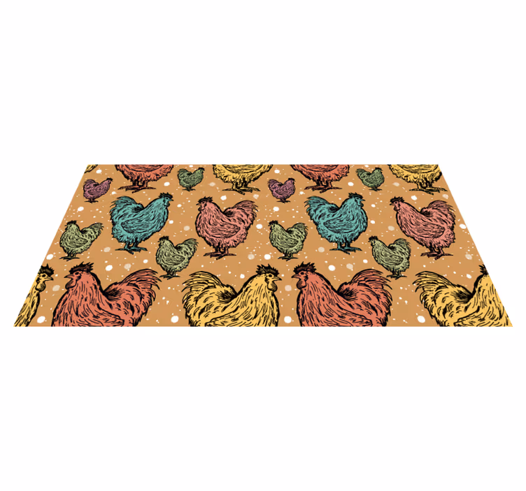Charming Rooster Patterns animal vinyl rug - TenStickers