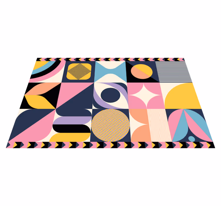 Geometric vinyl rug in colorful segments - TenStickers