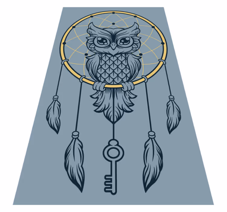 Black Owl with dream catcher bedroom rug - TenStickers