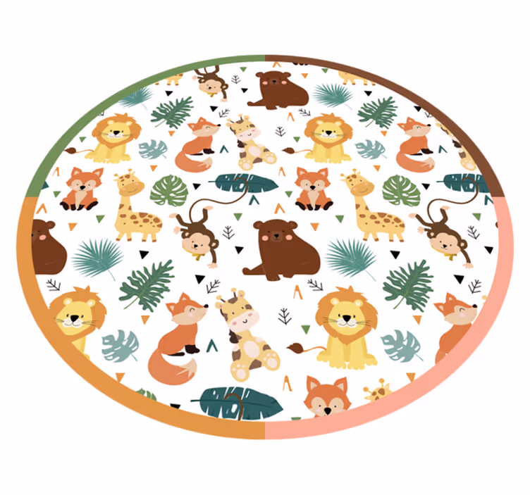 Cute wild animals with leaves animal rug - TenStickers