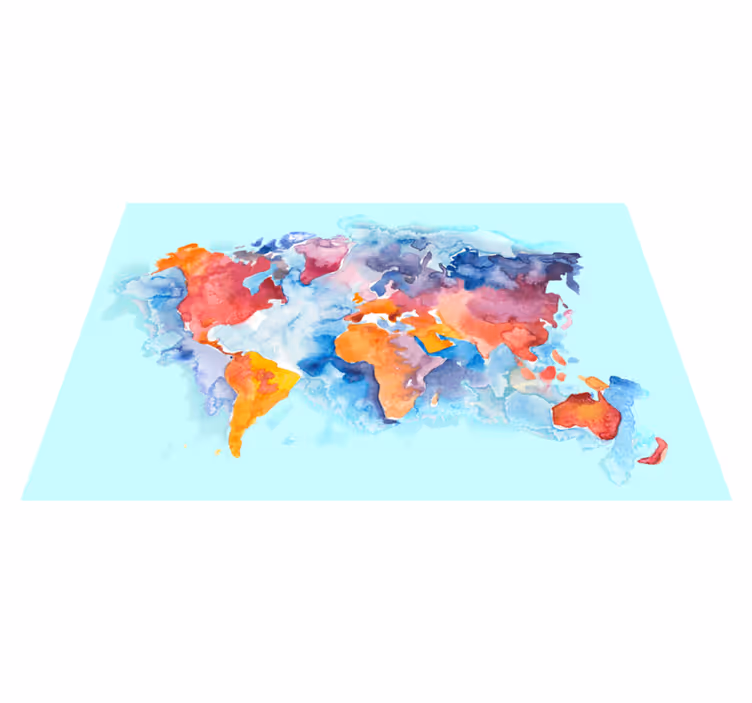 World map vinyl rug colorful global map - TenStickers