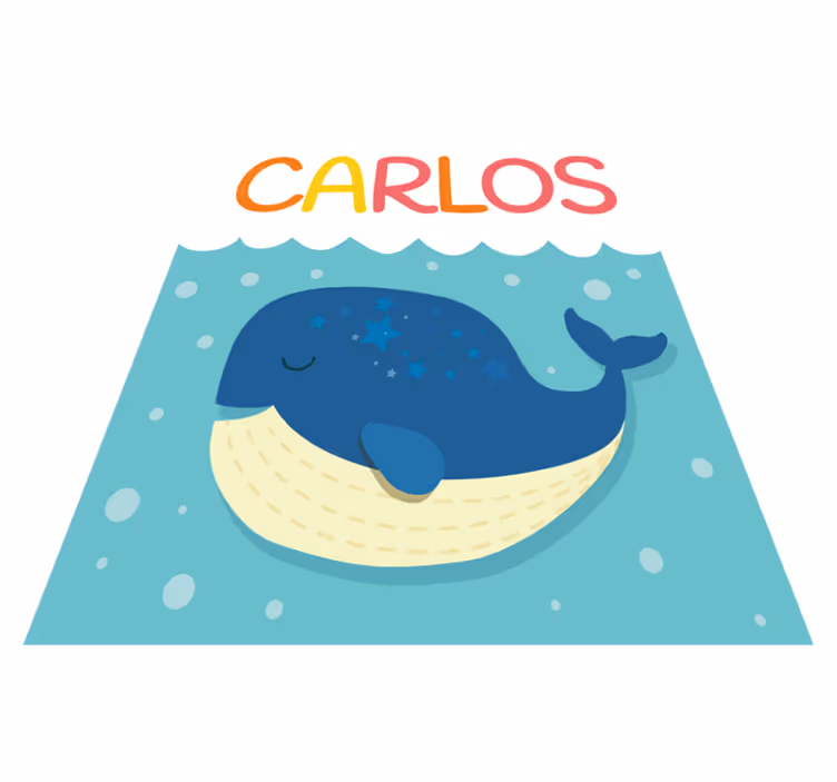 Whimsical Whale Scene custom vinyl rug - TenStickers