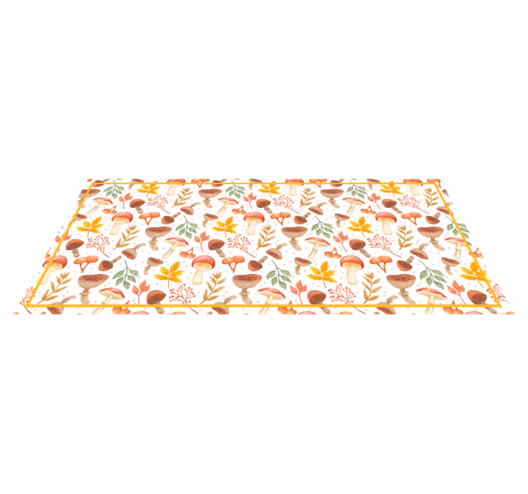 Mushroom Leaf Pattern nature vinyl rug - TenStickers