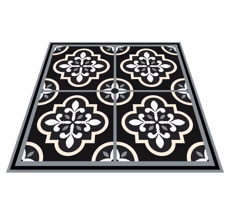 Black and white mosaic tile vinyl rug - TenStickers