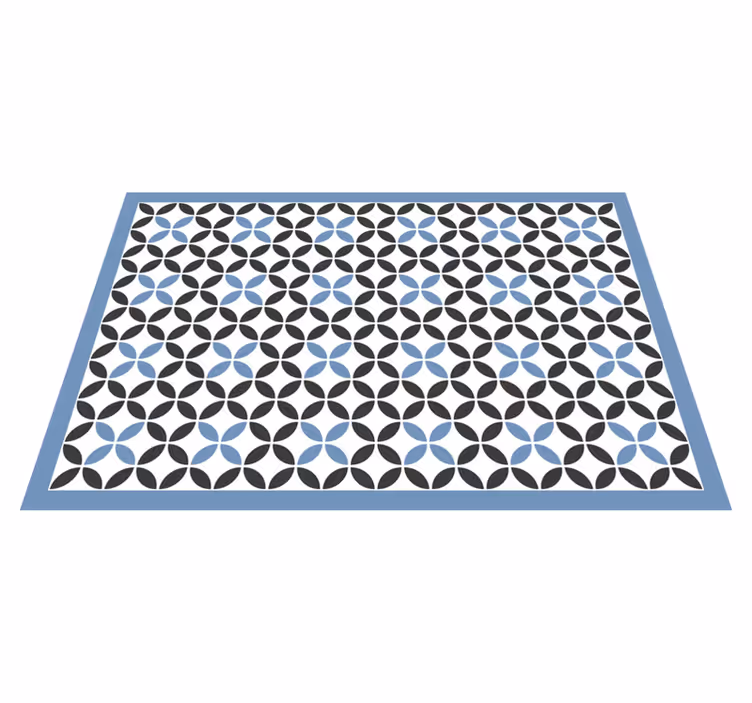 Overlay blue circular pattern geometric vinyl rug - TenStickers