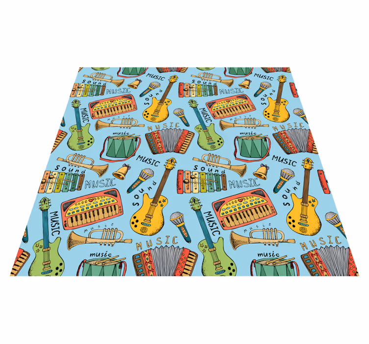 Kids vinyl rug cheerful musical instruments - TenStickers