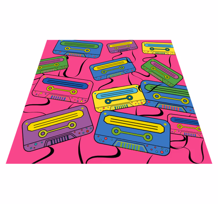 Vibrant Cassette Tapes teen vinyl rug - TenStickers