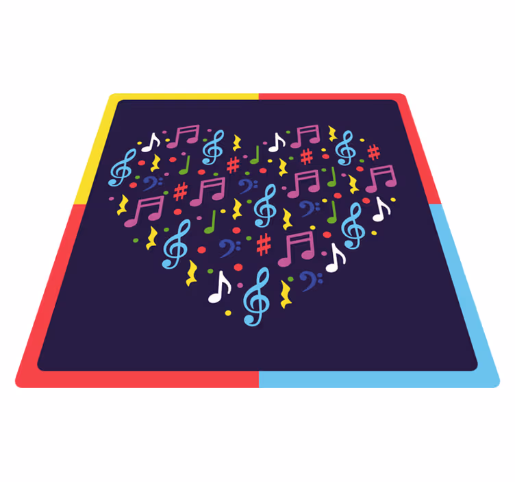 Musical Notes Heart teen vinyl rug - TenStickers