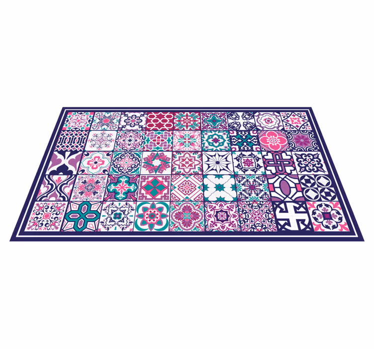 Colorful tile patterns tile vinyl rug - TenStickers
