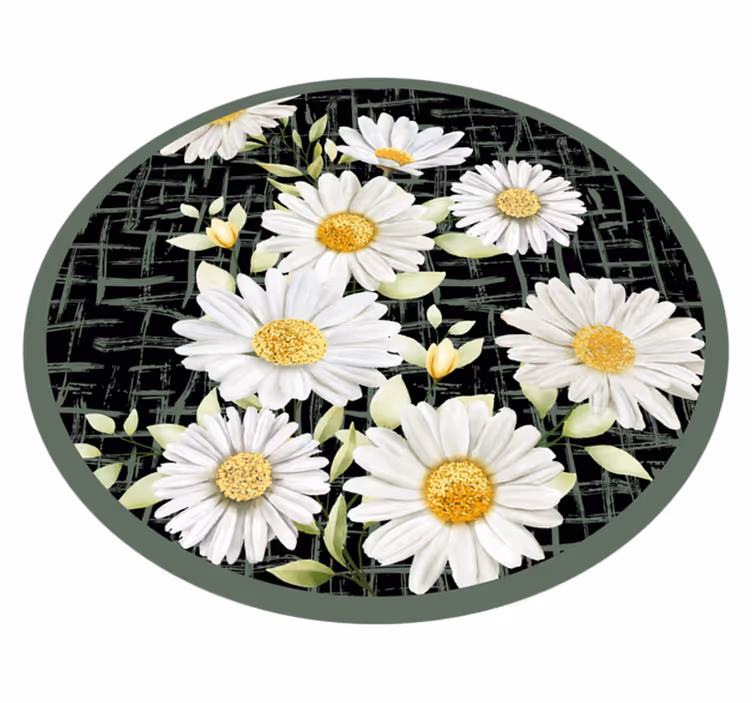 White Daisy Arrangement floral vinyl rug - TenStickers