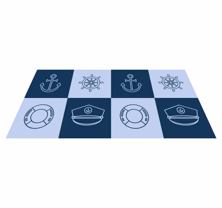 Nautical Themed Icons world map vinyl rug - TenStickers