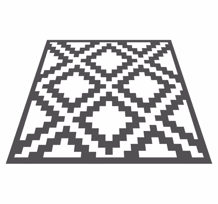 Geometric vinyl rug in black diamond pattern - TenStickers