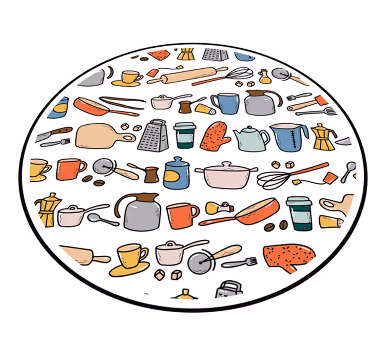 Culinary Tools Collection kitchen vinyl rug - TenStickers