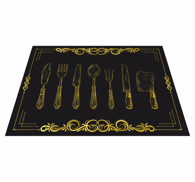 Kitchen vinyl rug with kitchen utensils design - TenStickers