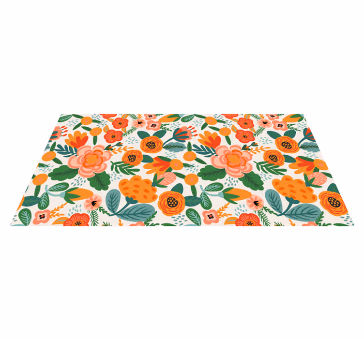 Floral garden pattern floral vinyl rug - TenStickers